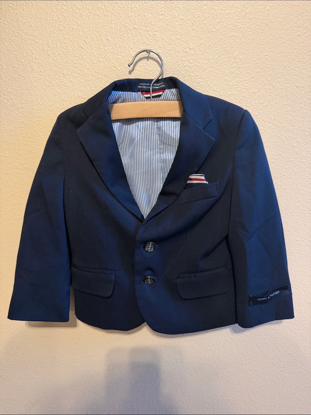 Tommy Hilfiger Navy Kids' Tailored Blazer with Pocket Square